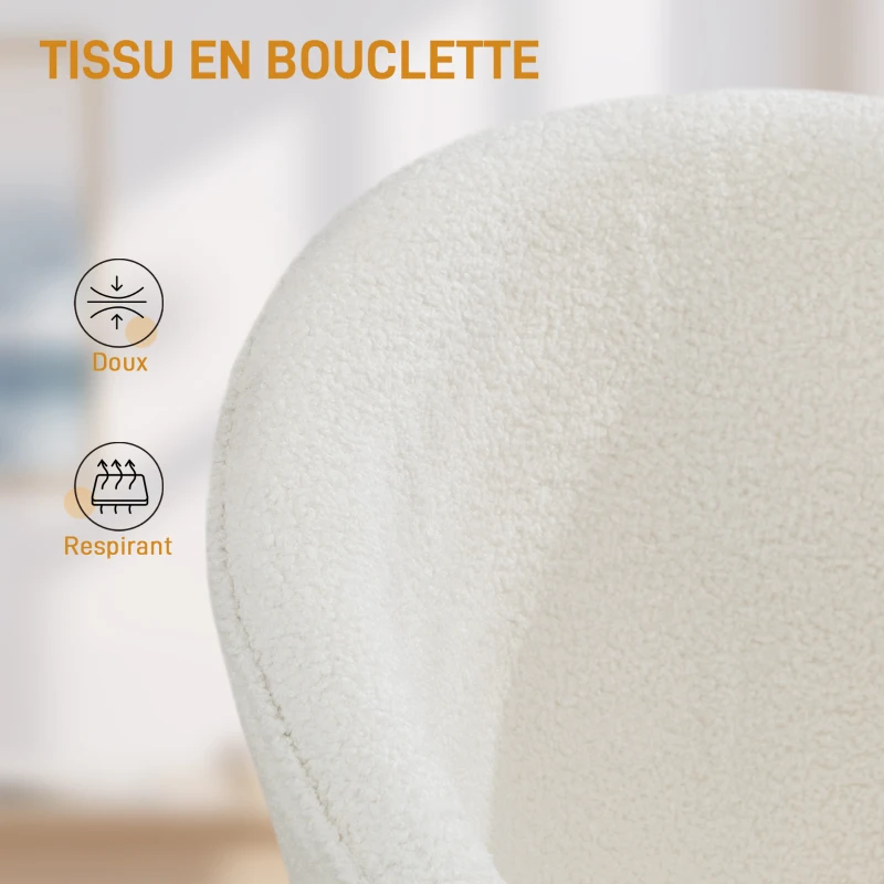 HOMCOM Chaise de bureau, fauteuil de bureau ergonomique réglable en hauteur, siège pivotante, piètement en acier, crème