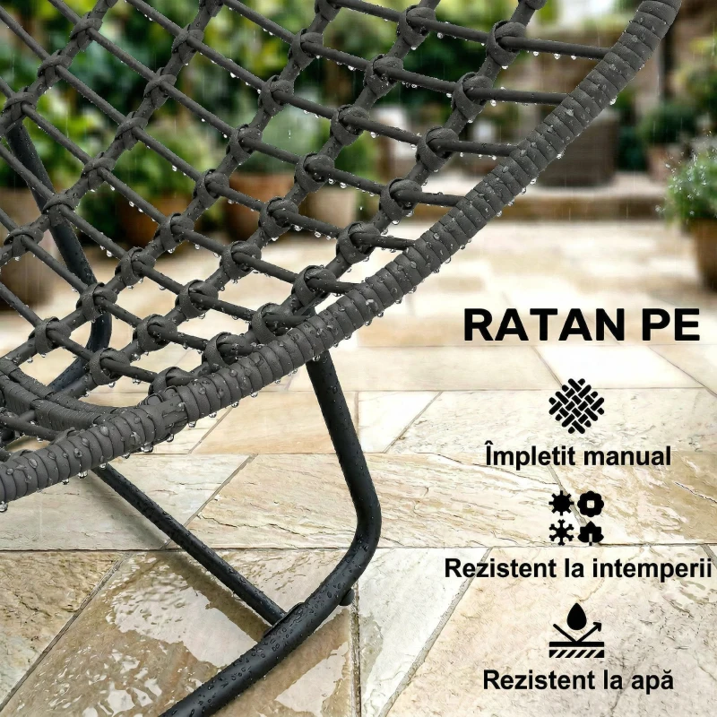Outsunny Balansoar Boho cu Pernă Moale Gri Închis