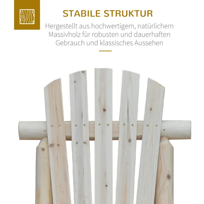 Outsunny Adirondack Stuhl wetterfest Adirondack Chair aus Holz Outdoor Gartenstuhl mit Hoher Rückenlehne und Armlehnen Balkonstuhl Gartensessel für Garten, Terrasse  Balkon 83 x 68 x 101 cm Natur