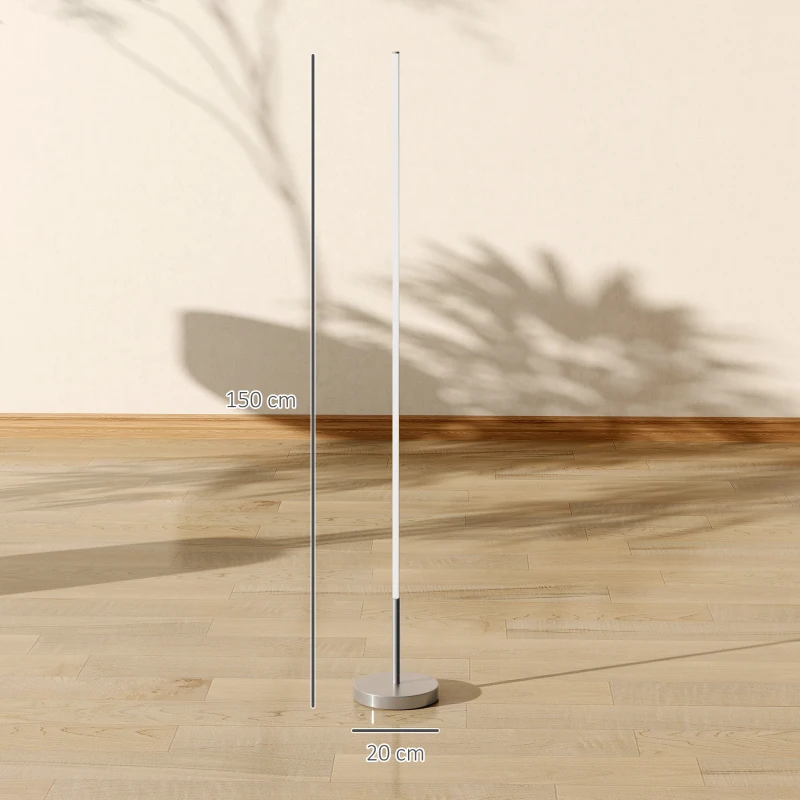 HOMCOM Lampă de Podea LED de 150 cm cu Temperatura Culorii Reglabilă și Telecomandă, Argintiu
