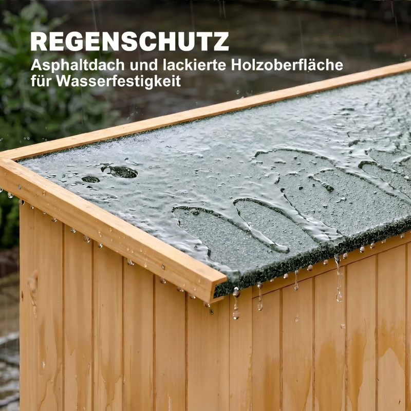 Outsunny Gartenschrank Holz Geräteschuppen Gerätehaus Geräteschrank Pultdach Garten Natur 127,5x50x164cm