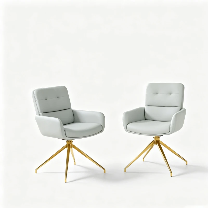 Chaise pivotante de salle, manger style luxe léger européen, lot de 2, patins antidérapants, 55x50x85 cm, Gris clair