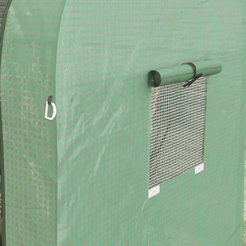 Outsunny Mini-kas Kweekkas, 2 plantgebieden, oprolbare deuren, 185 x 94 x 150 cm, Groen