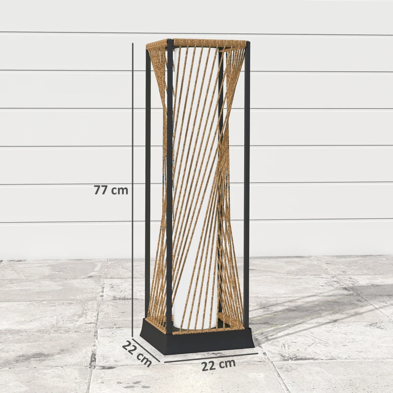 Outsunny Rattan Solar Garden Lights, Auto On/Off LED Floor Lamp, Sand Brown