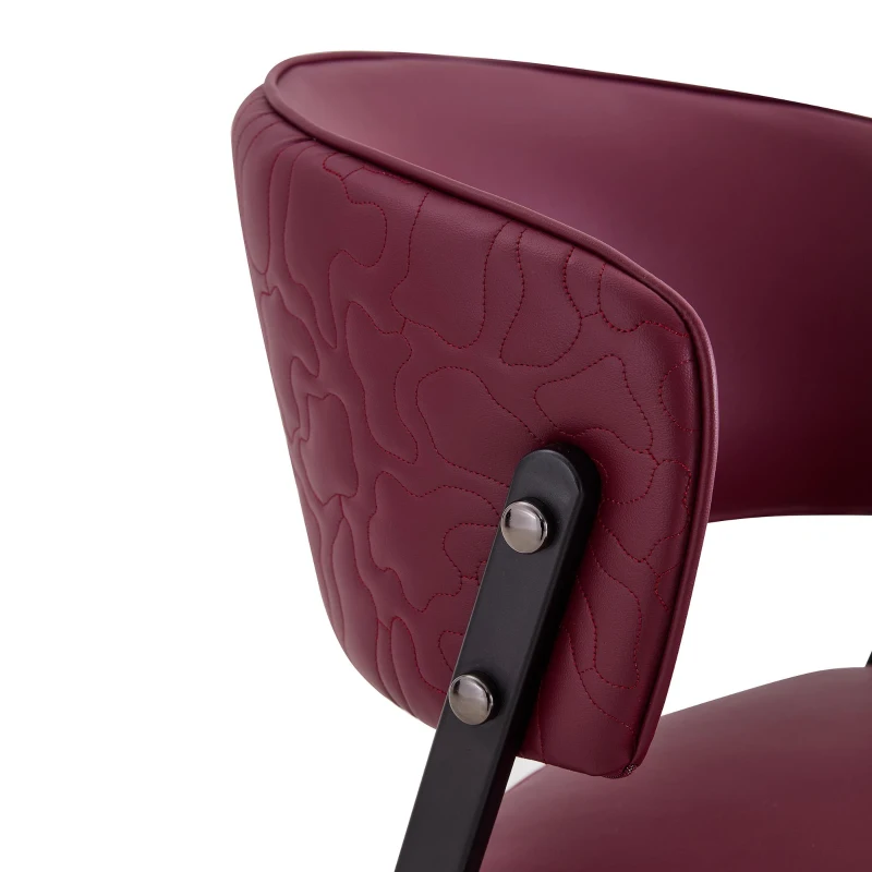 Chaise de salle à manger moderne rembourrée, design épuré, dossier ergonomique, 51x49x78 cm, Rouge