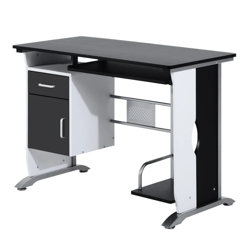 HOMCOM Bureau informatique design en mdf 100 L x 52 I x 75H cm noir et blanc