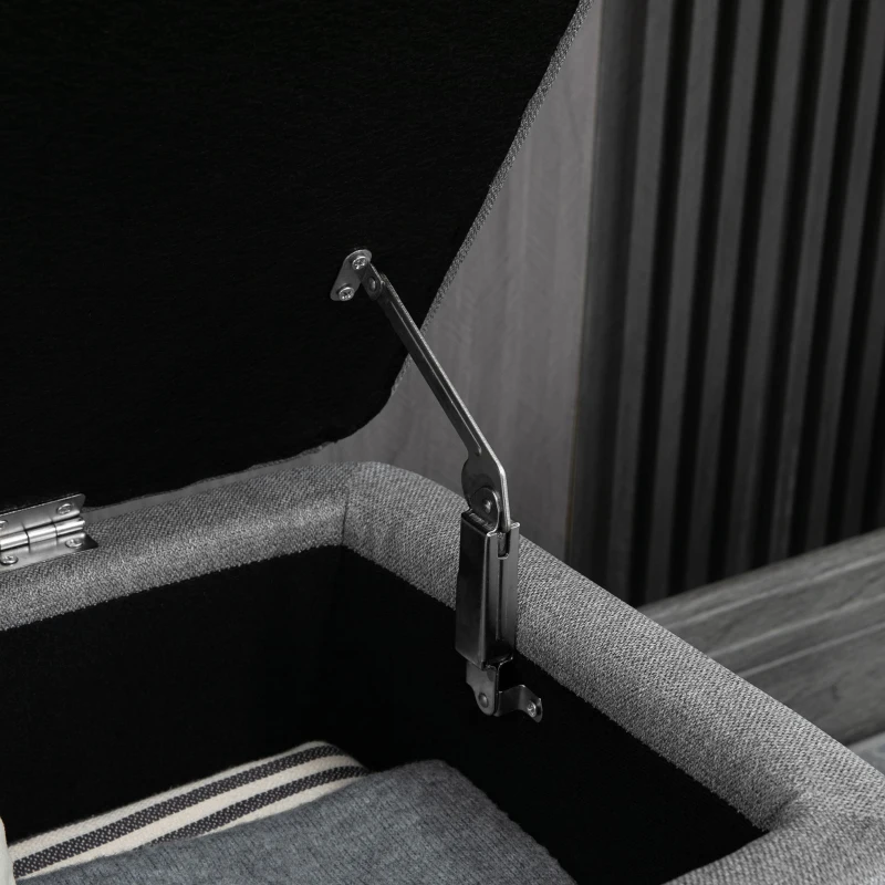 HOMCOM Zitbank met Opbergruimte, Gestoffeerde Bank met Linnenlook, Opbergbank met Stalen Poten 102 x 40 x 44 cm, Grijs
