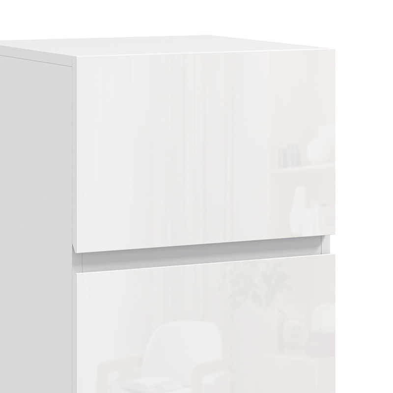 HOMCOM Lot de 2 Tables de Chevet, Tables d'Appoint avec 2 Tiroirs, Façades à Haute Brillance, Plateau Large, 40x40x58cm, Blanc