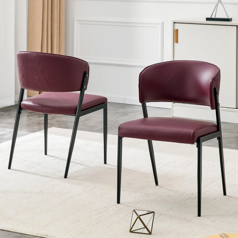 Chaise de salle à manger moderne rembourrée, design épuré, dossier ergonomique, 51x49x78 cm, Rouge
