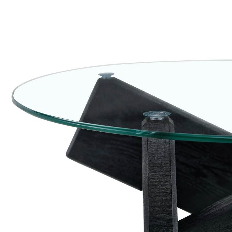 Table basse ronde, design moderne, facile à nettoyer et stable, 79x79x45 cm, Transparent