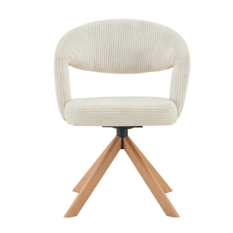 Lot de 2 chaises pivotantes rétro-luxe, patins feutre antidérapants, rotation 360° silencieuse, 47x47.5x81.5 cm, Couleur naturelle