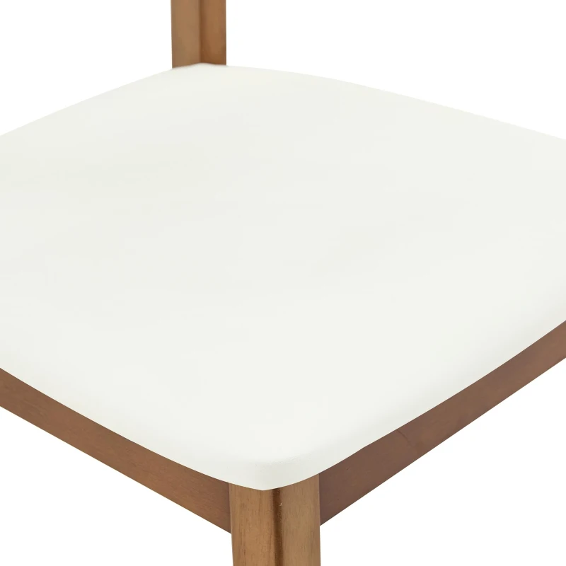 Lot de 2 chaises de salle à manger modernes, poignée de transport et assise rembourrée, facile à nettoyer, 50x44x88 cm, Blanc