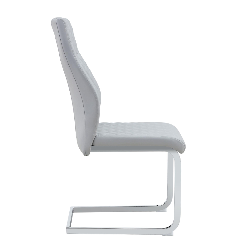 Chaise de salle à manger matelassée motif losange, dossier haut ergonomique, lot de 2, 43x63x100 cm, Argenté