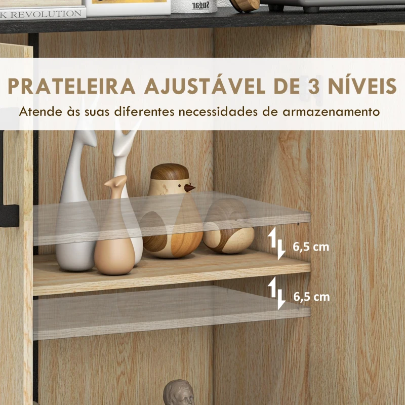 HOMCOM Aparador Estreito de Sala com 2 Portas, 2 Gavetas e Prateleira Ajustável 90x30x75,5 cm Natural e Preto