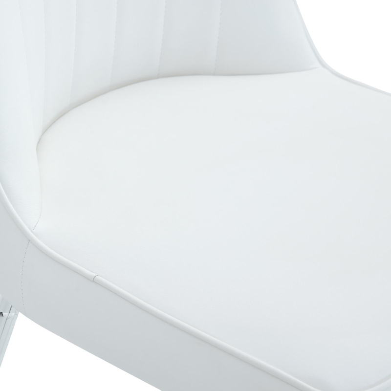 Lot de 2 tabourets de bar hauteur, design moderne et confortable, dossier incurvé et repose-pieds, 42x45x100 cm, Blanc+Argenté