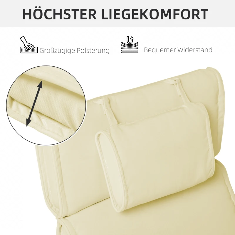 Outsunny Ligbed met hoofdkussen loungebed ligbank katoenvezel polyester