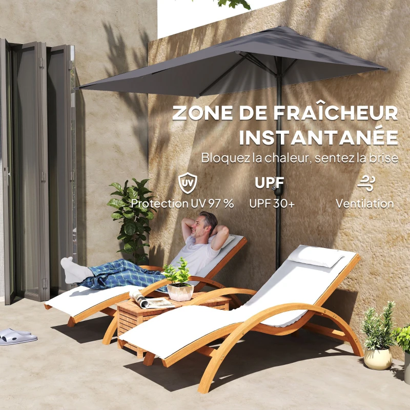 Outsunny Demi-parasol Ø 230 cm Parasol de balcon terrasse avec manivelle Protection solaire UV Polyester, gris