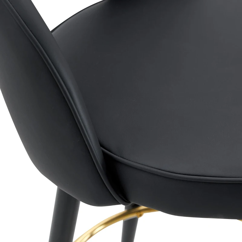 Tabouret de bar pivotant 360°, dossier ajouré design, lot de 2, 44x44x91.5 cm, Noir