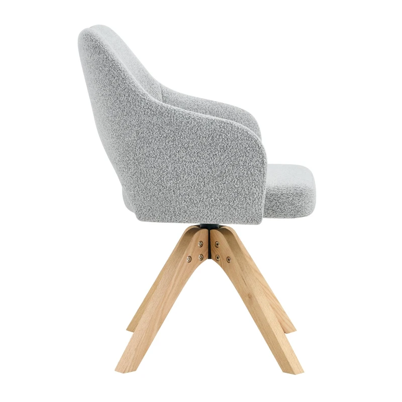 Lot de 2 chaises pivotantes style rétro luxe léger, revêtement en tissu structuré, 45x48x85 cm, Couleur naturelle