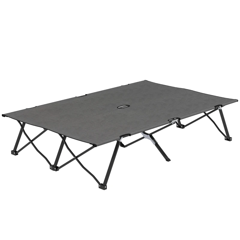 Outsunny Double Camping Cot Bed, with Bag - Charcoal Grey