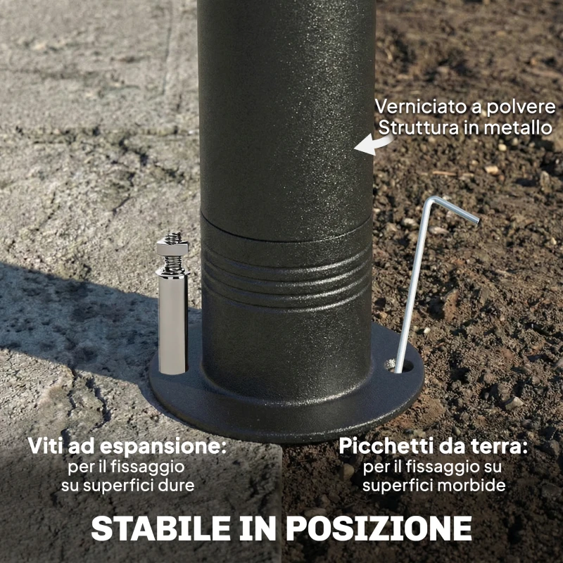 Outsunny Gazebo da Giardino 3x3 m con Doppio Tetto, in Metallo e Poliestere Grigio Scuro
