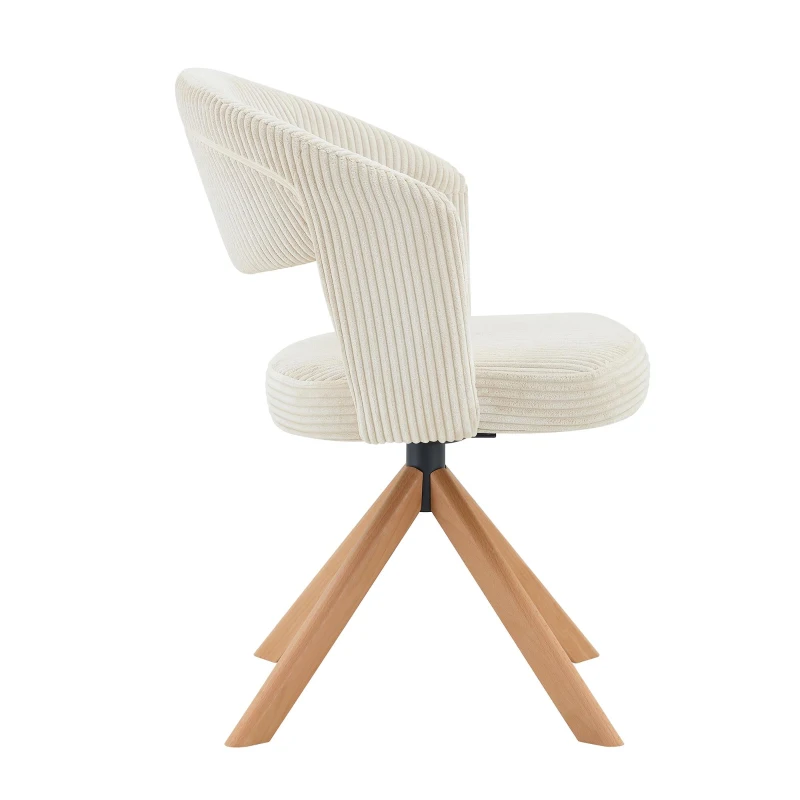 Lot de 2 chaises pivotantes rétro-luxe, patins feutre antidérapants, rotation 360° silencieuse, 47x47.5x81.5 cm, Couleur naturelle