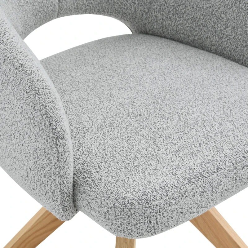 Lot de 2 chaises pivotantes style rétro luxe léger, revêtement en tissu structuré, 45x48x85 cm, Couleur naturelle