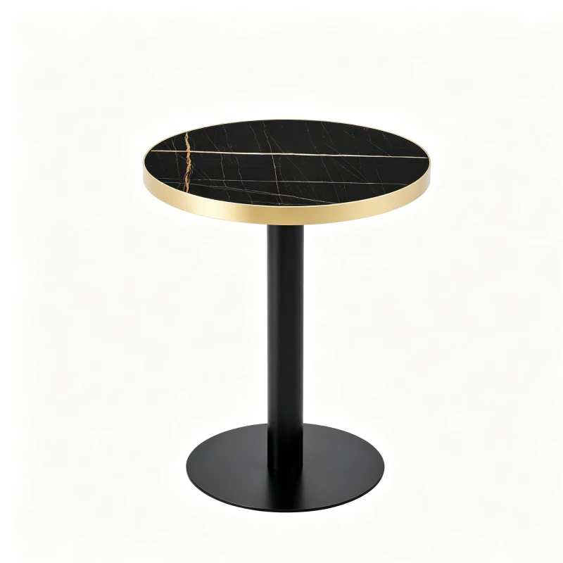 Table d'appoint ronde, plateau anti-rayures facile à nettoyer, 60x60x74 cm, Noir