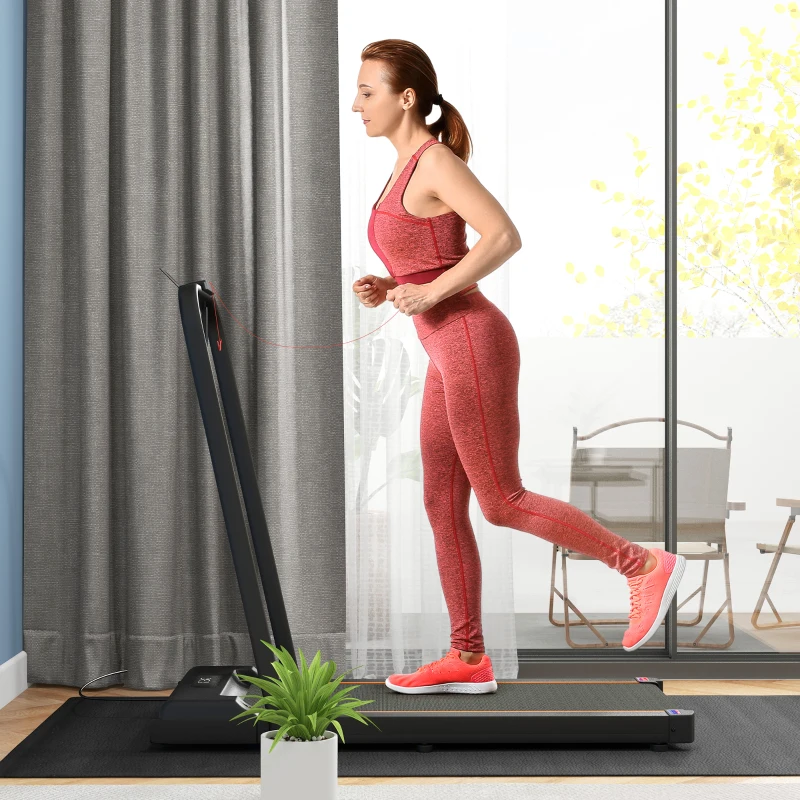 SPORTNOW Tapis de marche électrique pliable vitesse jusqu'à 6 km/h puissance 2,5 CV écran LED télécommande acier noir