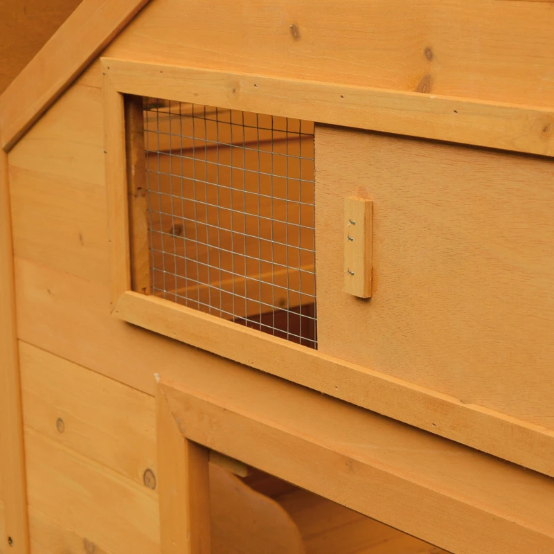 PawHut Poulailler en bois accueillant 4 poules, cage à poules avec pondoir, toit imperméable ouvrable, tiroir amovible, jaune