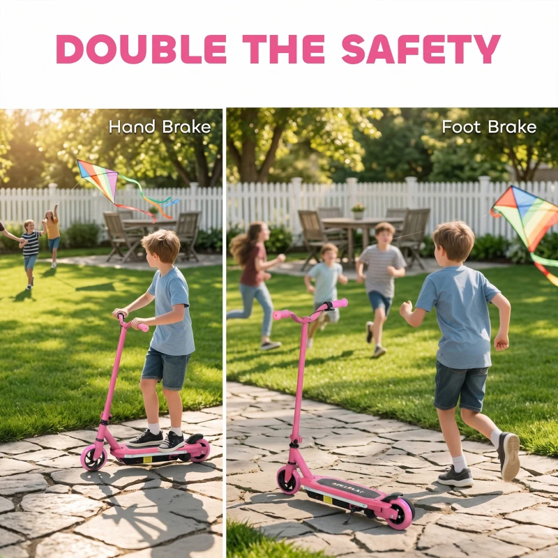 AIYAPLAY Electric Scooter for Kids 6-14 Years, with Colourful Lights, Pink