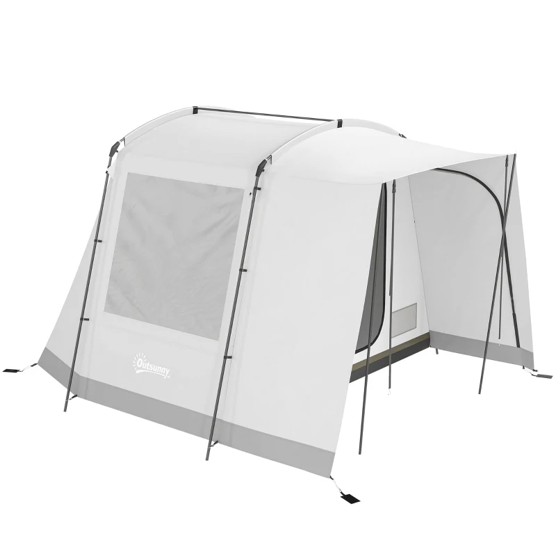 Outsunny Tente arrière de voiture Tente d'auvent de Voiture pour 2 à 4 per. 320 x 280 x 205 cm avec 4 portes, fenêtre, gris