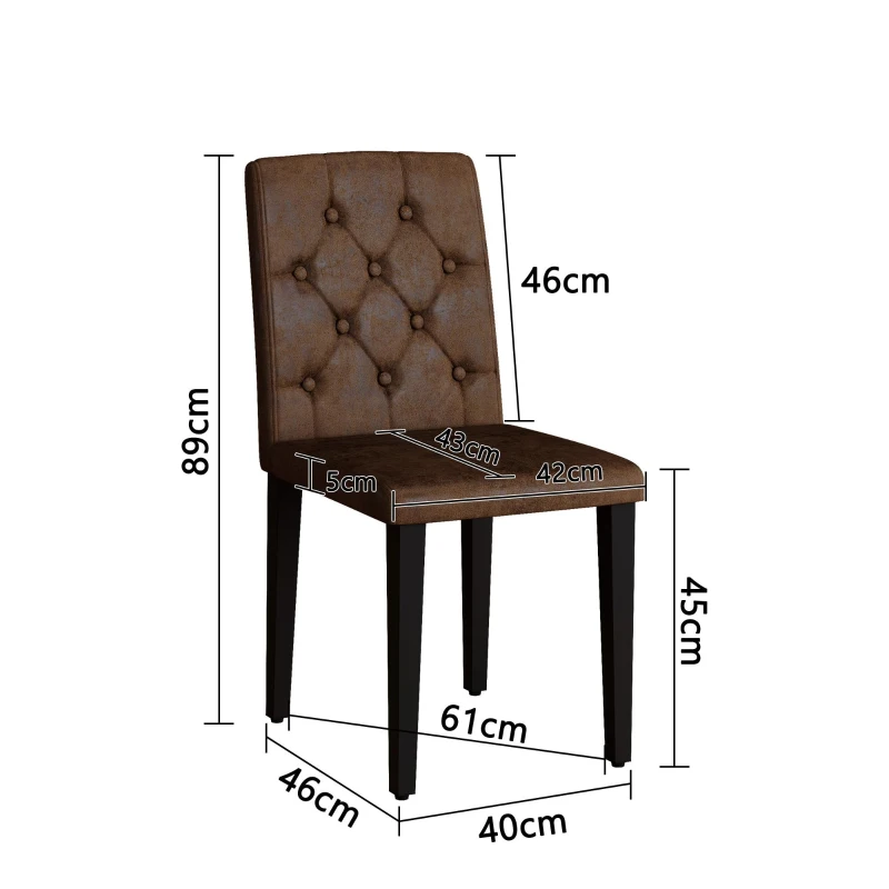 Lot de 4 chaises de salle à manger, style luxe européen, patins antidérapants et silencieux, 42x46x89 cm, Brun+Noir