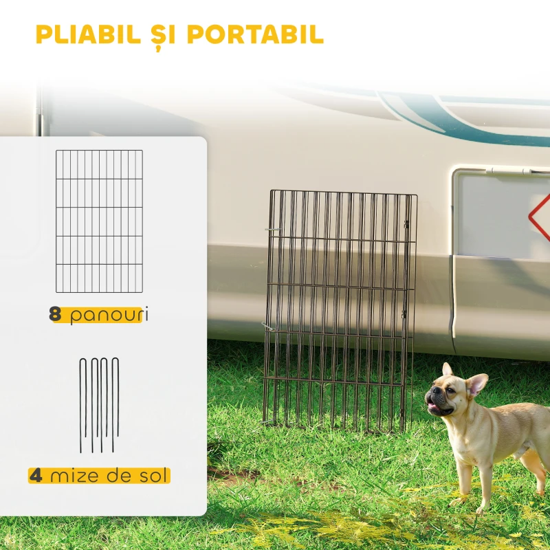 PawHut Țarc pentru Câini Extensibil și Pliabil din Metal 50x80 cm Negru