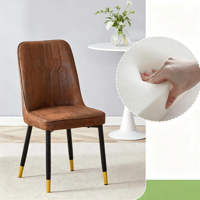 Lot de 2 chaises de salle à manger modernes, assise rembourrée, embouts antidérapants, 43x41.5x89 cm, Marron+Noir