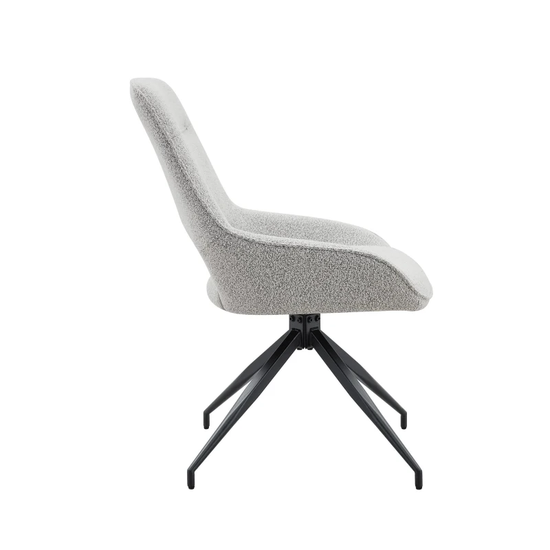 Chaise de salle à manger pivotante 360°, accoudoirs, patins réglables antidérapants, 50x50x87 cm, Gris+Beige