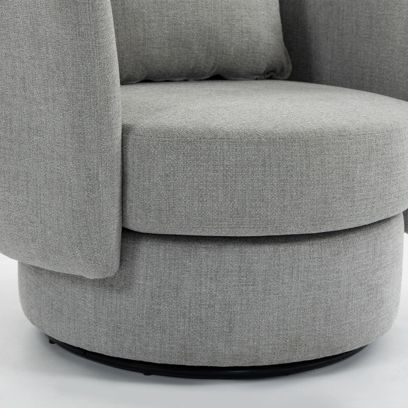 HOMCOM Accentstoel met 360° draaivoet, clubfauteuil van linnenstof met kussen in lichtgrijs