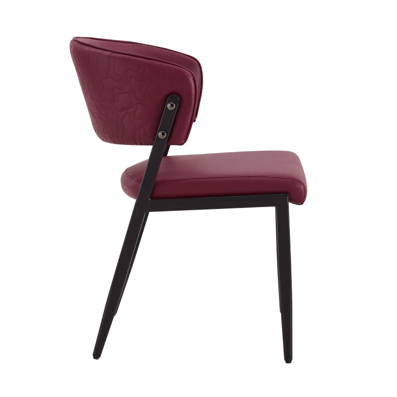 Chaise de salle à manger moderne rembourrée, design épuré, dossier ergonomique, 51x49x78 cm, Rouge