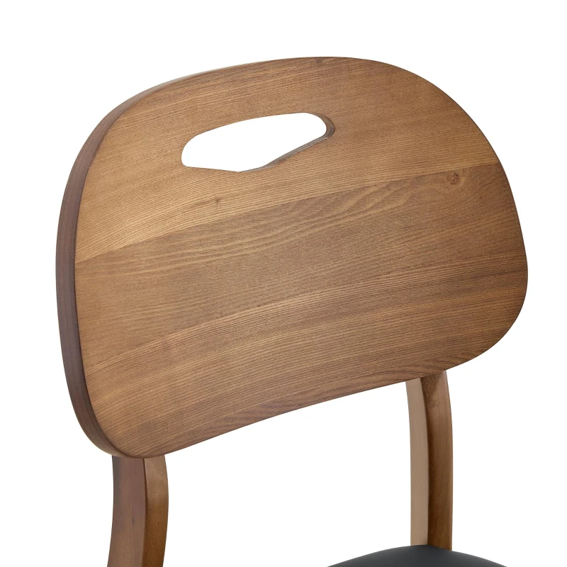 Lot de 2 chaises de salle à manger modernes, poignée de transport et assise rembourrée, facile à nettoyer, 50x44x88 cm, Noir