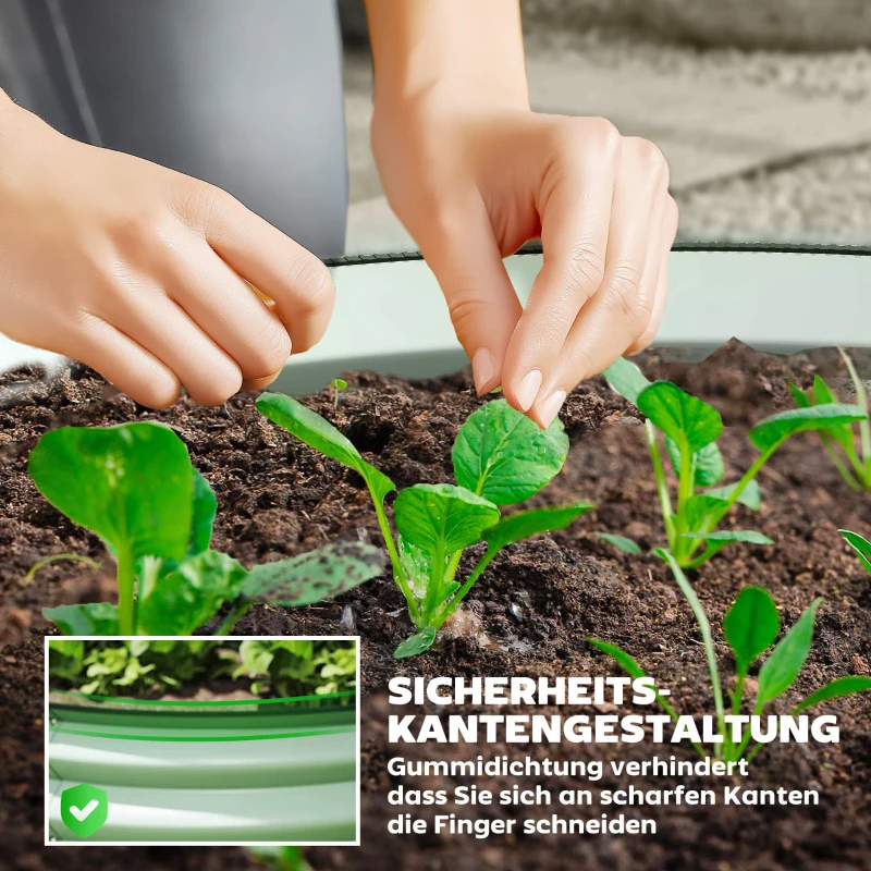 Outsunny 2-delige Set Verzinkte Plantenbakken, Ø60 x 30H cm Bloempotten met Open Bodem voor Verschillende Planten, Groen