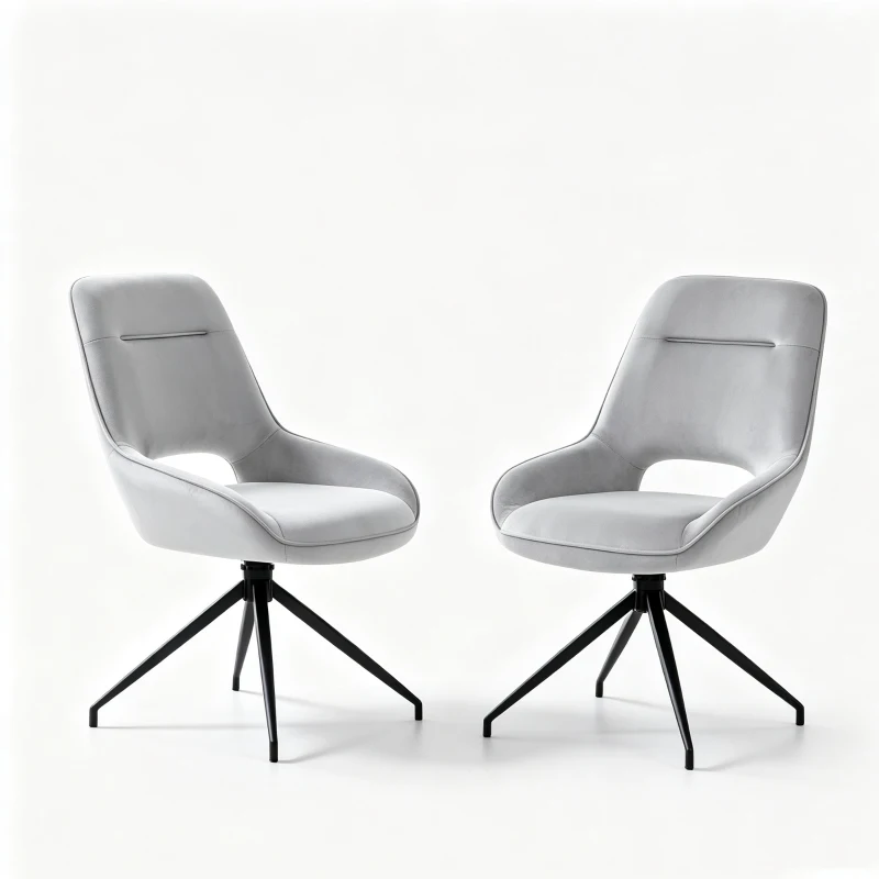Chaise de salle à manger pivotante 360°, accoudoirs, patins réglables antidérapants, 50x50x87 cm, Gris clair