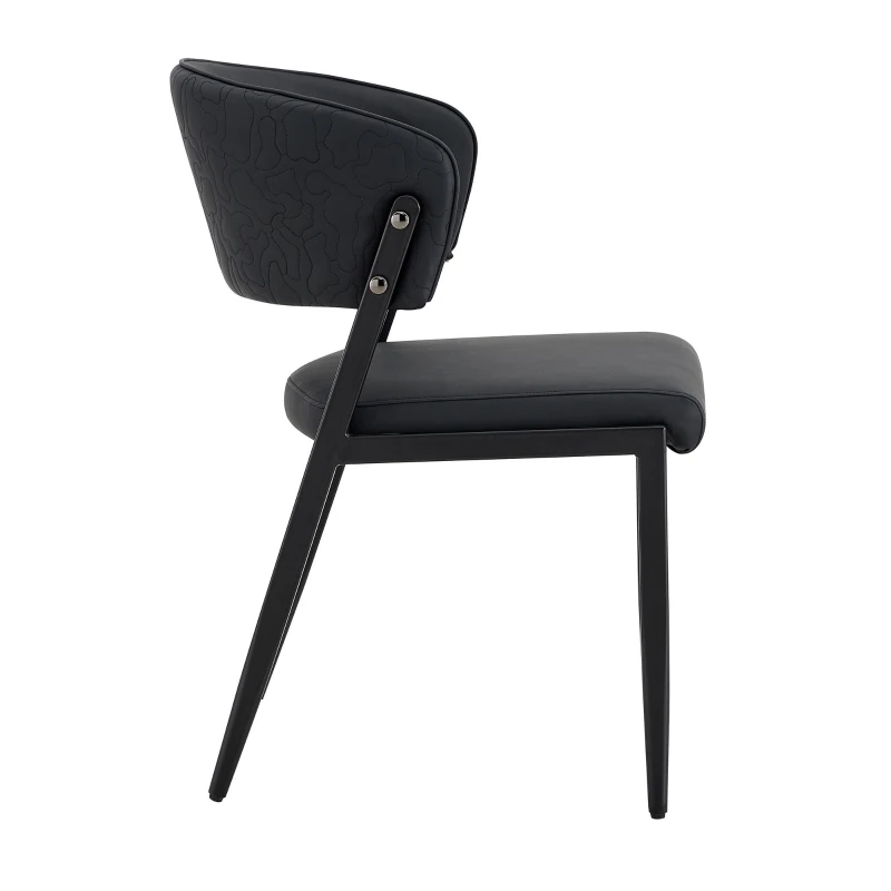 Chaise de salle à manger moderne rembourrée, design épuré, dossier ergonomique, 51x49x78 cm, Noir