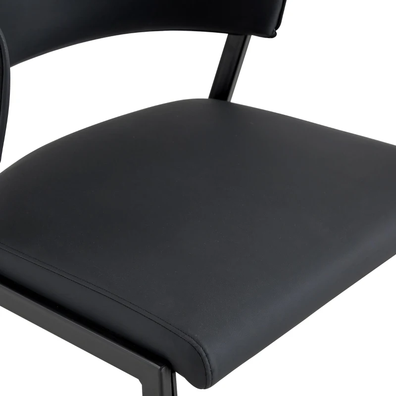 Chaise de salle à manger moderne rembourrée, design épuré, dossier ergonomique, 51x49x78 cm, Noir