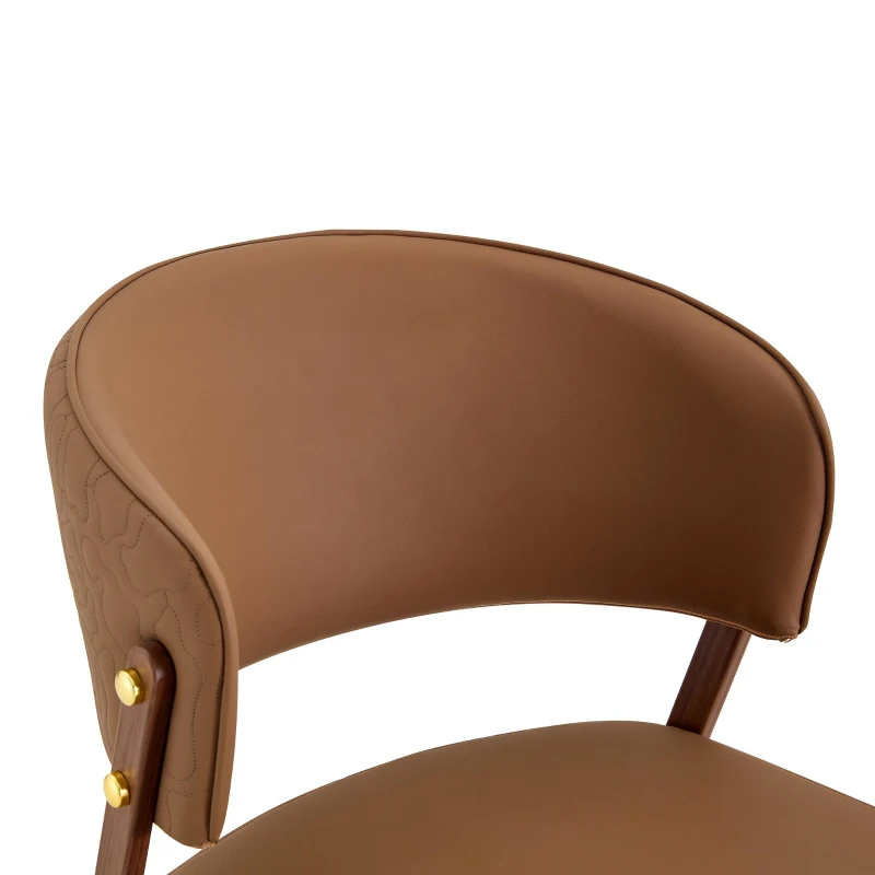 Chaise de salle à manger moderne rembourrée, design épuré, dossier ergonomique, 51x49x78 cm, Marron