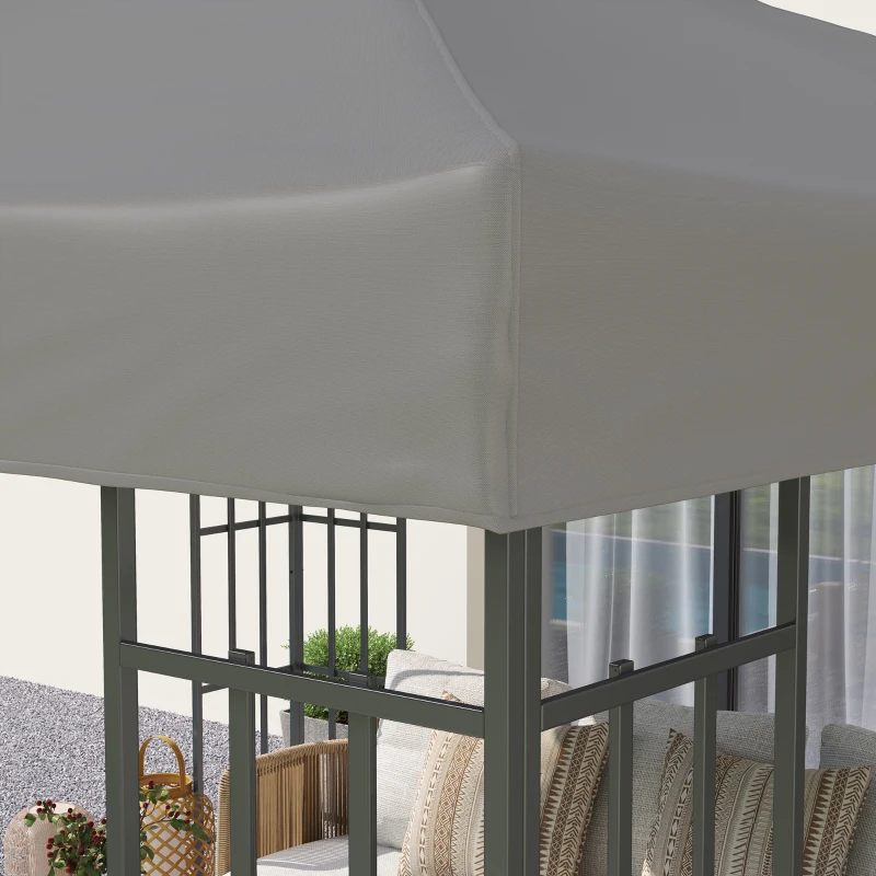 Outsunny Toile pour tonnelle 3 x 3 m toile de rechange pour tonnelle à 2 niveaux protection UPF30+ trous de drainage gris