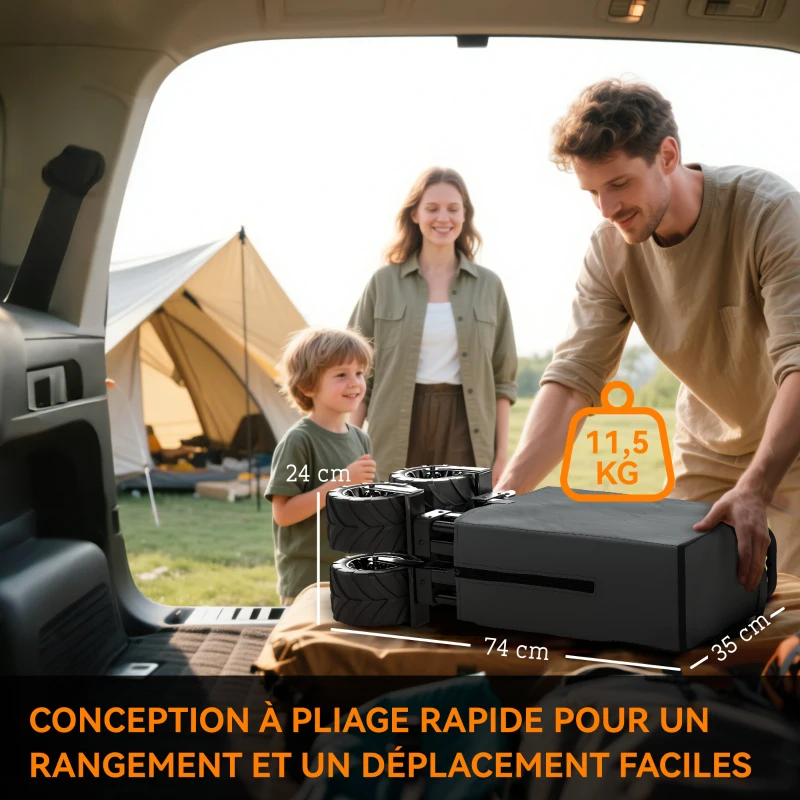 Outsunny Chariot à roulettes pliable chariot de transport à roulettes charge 70 kg poignée télescopique 108 x 55 cm gris foncé