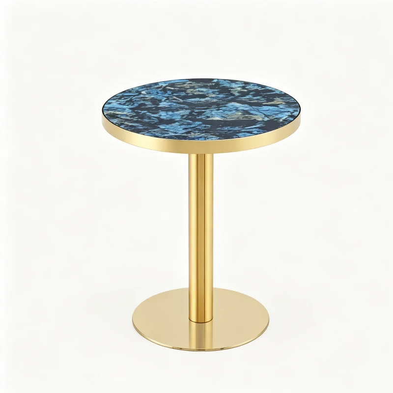 Table d'appoint ronde, plateau anti-rayures facile à nettoyer, 60x60x74 cm, Bleu