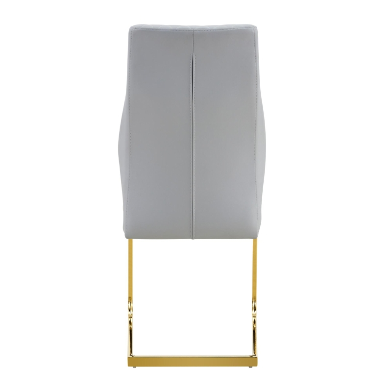 Chaise de salle à manger matelassée motif losange, dossier haut ergonomique, lot de 2, 43x63x100 cm, Gris clair