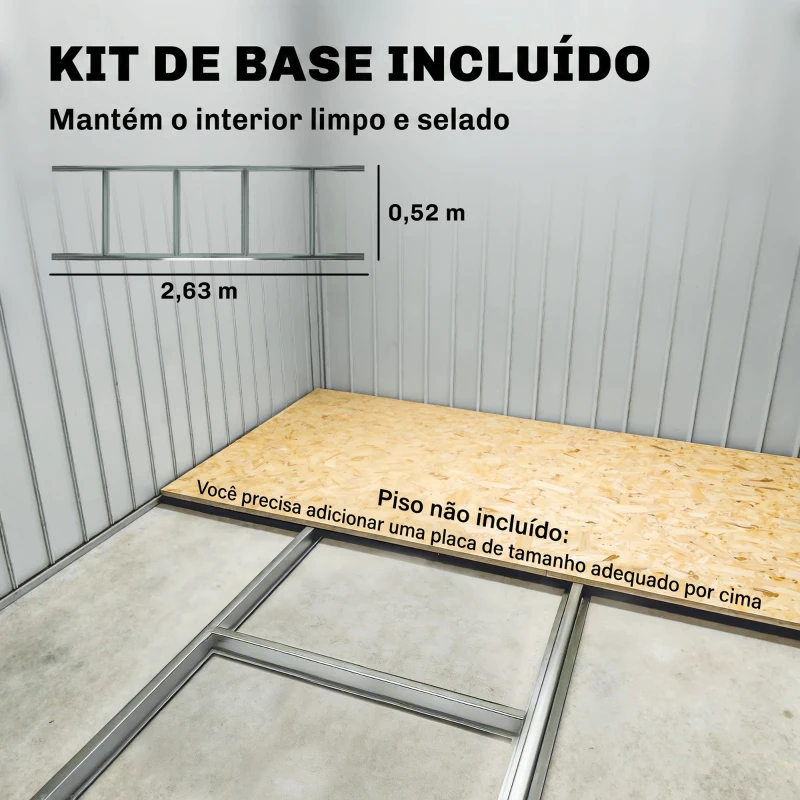 Outsunny Abrigo de Jardim 280x130x172cm Abrigo de Exterior de Aço Galvanizado com Porta Corredeira e Ventilações Cinza Escuro