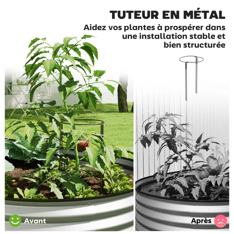 Outsunny Jardinière surélevée galvanisée en acier lit de jardin bordure caoutchouc 181 x 93 x 30 cm argent